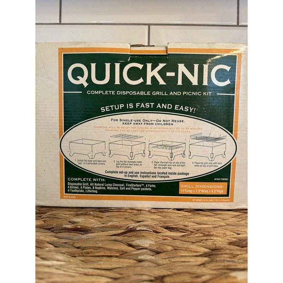 Quick-Nic Ready To Use Disposable Instant Grill Tailgate Picnic Single Use NOS - Picture 4 of 6